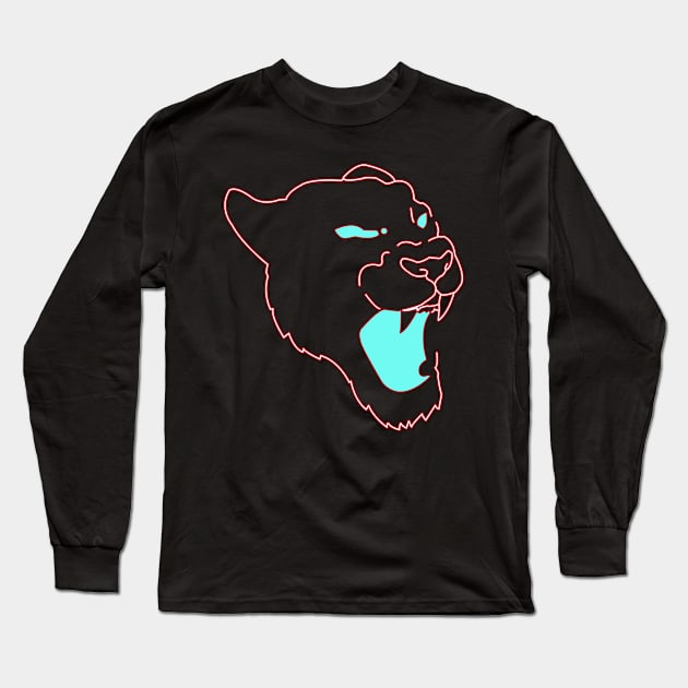 Neon Panther Graphic Illustration Long Sleeve T-Shirt by StreetDesigns